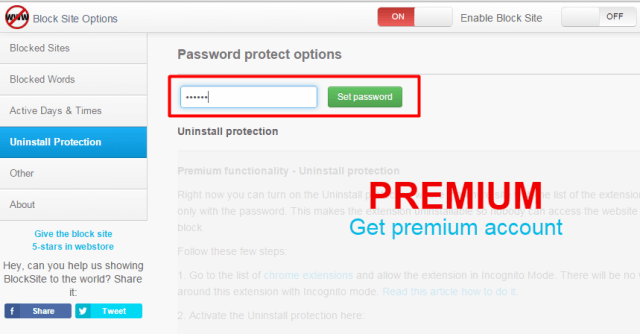 Block Sites On Chrome password protection