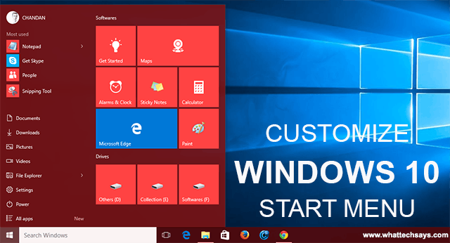 windows 10 start menu location