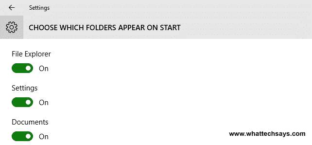 Choose Which Folders Appears on Start