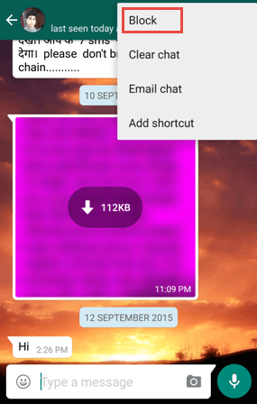 Block on Whatsapp