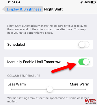 Manually Enable Night Shift Mode in iOS 9.3