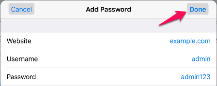 Add a New Website and Password in Safari