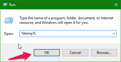 Delete Temporary Files in Windows 10 using RUN