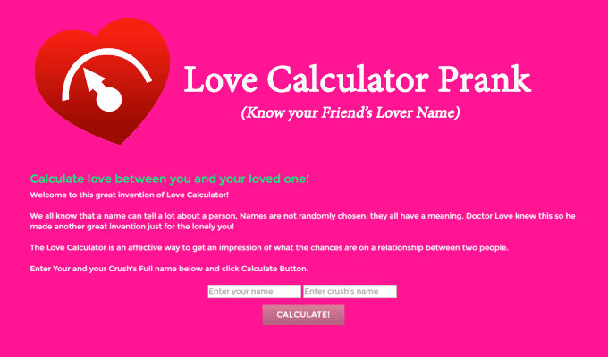 Fake Love Calculator Prank