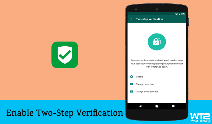 Enable two-step Verification on Whatsapp