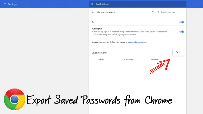 export chrome passwords version 63