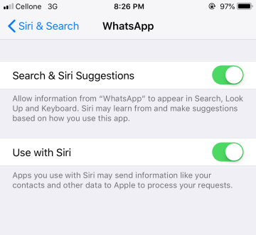 allow WhatsApp to use Siri